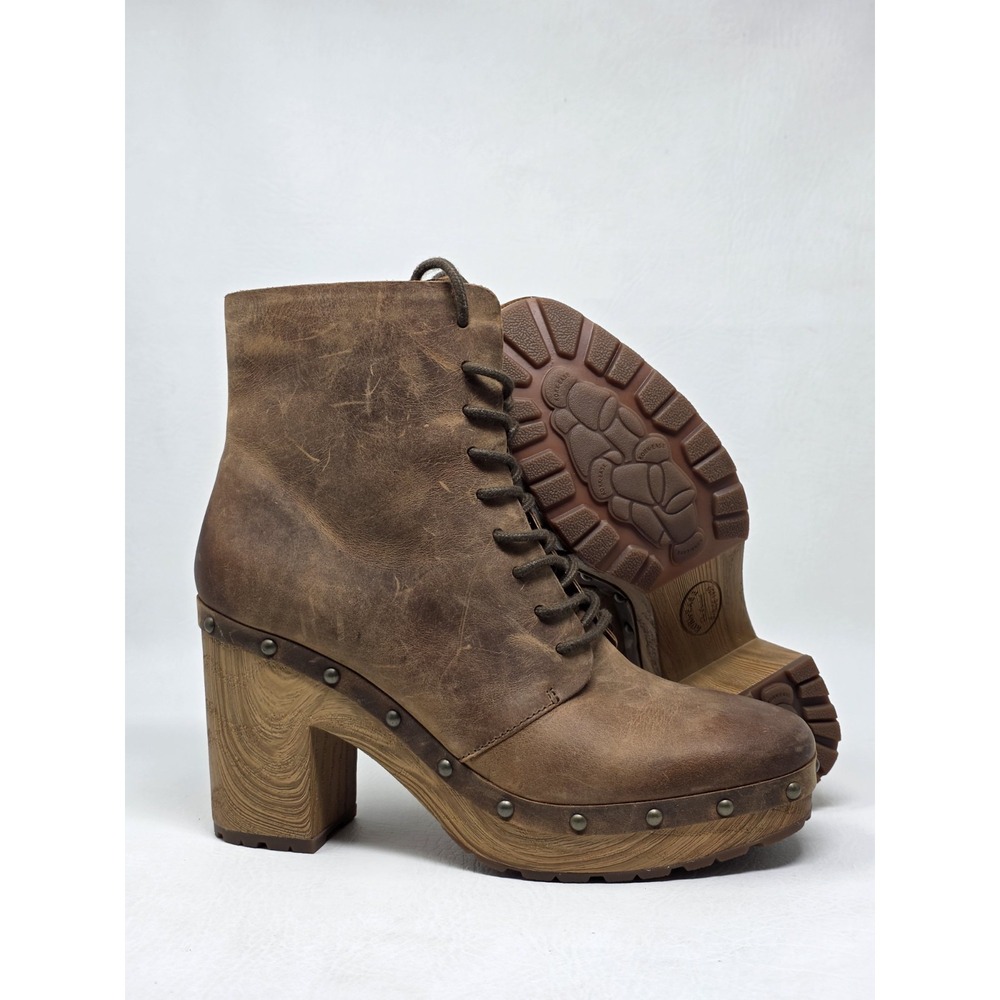 Kork-Ease Womens Sherborn Platform Bootie Leather Size 8.5 M Brown Pre-owned